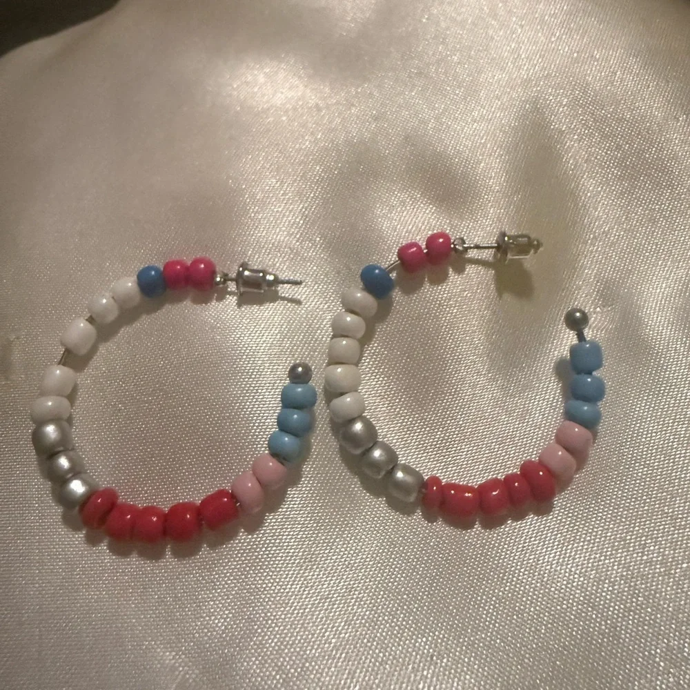 Colorful Beaded Hoop Earrings